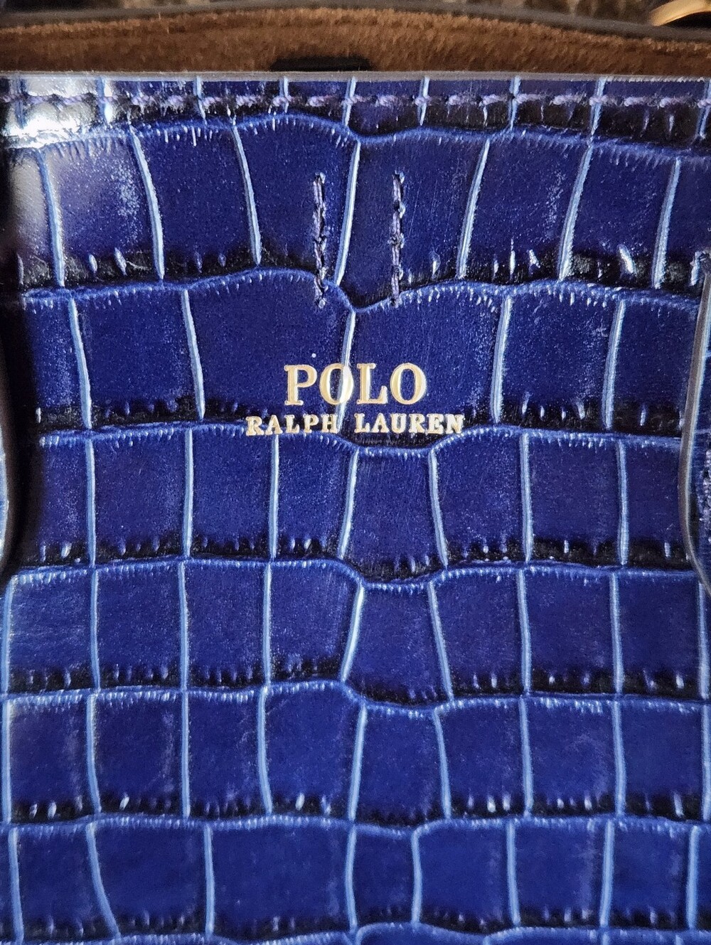💙HTF Polo Ralph Lauren💙 - Royal Blue Mini Croc-Embossed Bellport Bag - Picture 4 of 14